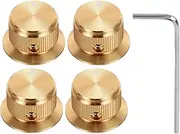 sourcing map 4Pcs Aluminium Potentiometer Knobs 1/4" Volume Tone Control Top Hat Knobs with L-Type Hexagonal Wrench for Guitar Instruments Audio Mixer Amplifier Gold
