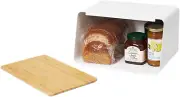 Home Metal Bread Box with Removable Bamboo Wooden Cutting Board Lid, Kitchen Sto