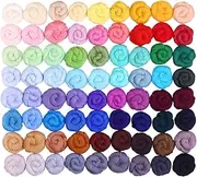 72 Pcs Wool Roving Needle Felting Wool Set for Felting Fiber Hand Spinning DIY Craft Materials 72 Colours