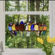 9.5"H Marisol Multicolor Birds Window Panel Stained Glass