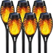 Solar Lights Outdoor, Solar Garden Lights with Flickering Flame for Garden Decorations, Solar Torch Light, Waterproof Solar Powered Outdoor Lights, Flame Torches for Outside Patio Pathway Yard(6 Pack)