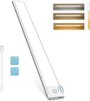 ALITOVE 40cm Closet Light with 76-LEDs Motion Sensor Light Indoor 3 Colors Dimmable Rechargeable Under Cabinet Lighting Under Counter Lights for Kitchen Cabinet Cupboard Shelf Wardrobe Hallway