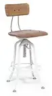 Hamptons Style White Bar Stool Chair Height Adjustable and Swivel with Natural W