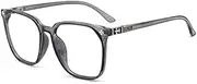 GUDVUE Oversized Blue Light Glasses, Computer Reading/Gaming/Phones, Anti-Glare/UV400/Eye Strain, Large Square Frame, Oversized Grey, Oversized