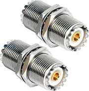 Triswenic UHF Female to Female Nut Bulkhead Panel Mount Connector SO-239 Bulkhead Coaxial Coax Adapter Plug for PL-259(Pack of 2)