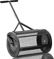 Lawn & Garden Spreaders, 24 inch Heavy Duty Metal Mesh Roller Push/Tow Spreader, Compost, Peat Moss, Top Soil, Mulch-Garden & Lawn Care, Care Manure Spreader for Lawn, Garden and Yard