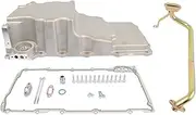 302-2 Aluminum Retrofit LS Swap Oil Pan Low Profile Compatible with GM LS1 LS2 LS3 LS6 4.8L 5.3L 6.0L 6.2L w/Pickup Gaskets Plate & Hardwares