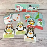 Handmade Christmas/ Holiday Greeting Cards Qty 13 "SNOWMEN & PENGUINS"