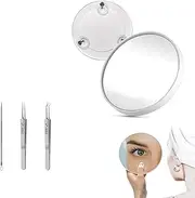 YFaith Magnifying Mirror, 20 x Makeup Mirrors with Magnification, White Round Cosmetic Mirror with Suction Cup and Blackhead Clip Set, for Bathroom, Bedroom, Dorm