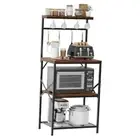 Kitchen Bakers Rack with Storage Shelves, Small Coffee Bar Table with 8 Hooks,
