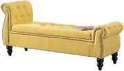 Ottoman Storage Footstool Change Shoe Bench Household Bed Tail Stool Long Bench for Door Cloakroom Bedroom Hallway(Size : 90 * 46 * 71cm)(Color:Yellow)
