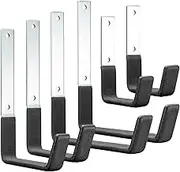 PYBTOOL Metal Utility Hooks Heavy Duty, Garage Wall Storage Hooks, Ladder Hooks, Wall Mount Steel Hooks for Garage, Garden, Tools Storage, Multi-Size(6 Pack)