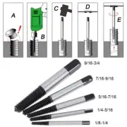 5pcs Professional Damaged Broken Stripped Screw Extractor Set, Easy Out Remover