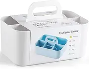 Multiuse Caddy Organizer with Handle, XICEN Stackable Plastic Bin Basket, Divided Storage Tote Holder for Art Craft Supplies, Makeup, Bathroom, Shower, Cleaning, Kitchen, Office, Desktop, White