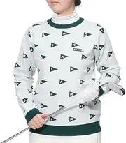 [Admiral] Golf ADLA454 Women's Flag Jacquard Crew Sweater, White, LL