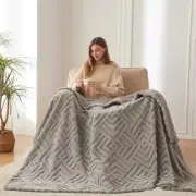 Premium Sherpa Throw Blanket - 3D Geometry Stylish 50“x60” Geometry Light Grey