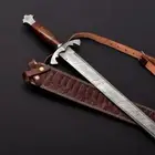 Hand Forged Damascus Steel Sword Viking Sword Battle Ready Sword with Sheath