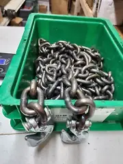 3/8" x 20 ft Binder Chain Grade Transport Tie Down 43 Clevis Grab Hooks 5400 WLL