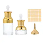 0.7 oz Short/1 oz High Clear Eye Dropper Bottle, 4 Pack Flat Caps Bottles, Gold