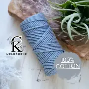 5MM 3ply macrame cord PASTEL BLUE 3 Strand Twist Cotton Rope Yarn Australia