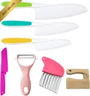 7Pcs Kids Cooking Cutter Set, Montessori Toddler Kitchen Tools, Safe Veggie Cutt