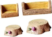 YARNOW 4 Pack Stool Ornament Resin Tree Stump Ornaments Micro Landscape Stool Set Home Decor
