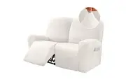 6-Pieces Recliner Covers Velvet Stretch Couch Covers Slipcovers Thick Soft , Medium , Ivory