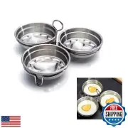 Stainless Steel Egg Poacher, 3-Cup Poached Egg Maker Cups, Nonstick Egg Steam