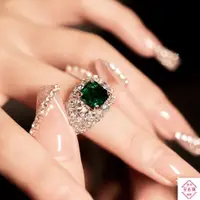 在飛比找蝦皮商城精選優惠-台灣  新品  3克拉 方鑽 祖母綠 尚比亞 綠水晶 戒指 