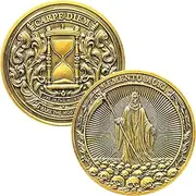 Memento Mori Carpe Diem Challenge Coin - 1.57 inch Motivational Coin with Skull and Hourglass Design - Unique Gift for Strength, Courage, and Life Philosophy
