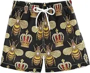 [RPLIFE] Swim Clothes for Boys, Anti Chafe Swim Trunks for Boys 2 T, Bees Royal Crowns Black