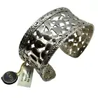 Effy Balissima Sterling Silver & 18K Gold Accents Cuff Bracelet 6”+1” open 46 gr