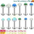 2PCS Labrets Stud Lip Ear Ring Opal Surgical Steel Helix Piercing Body Jewellery