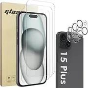 Bigqin 3+3 Pack Screen Protector Compatible with iPhone 15 Plus 6.7-Inch with Camera Lens Protector, 9H Tempered Glass Film, HD Clear, Full Coverage, Case-Friendly