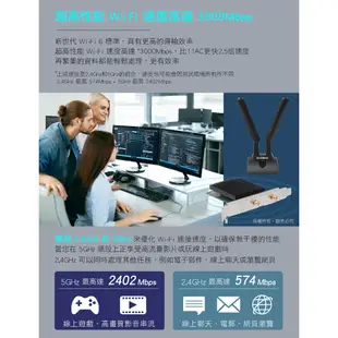 EDIMAX訊舟 AX3000 Wi-Fi 6 + 藍牙5.0 PCIe 無線網路卡【現貨】 無線網卡 網卡 Wifi6