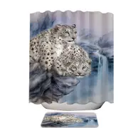 Animal Art Nature Rocky Adventure White Leopards Shower Curtain