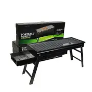 NNEOBA Folding Portable Charcoal BBQ Grill Iron Outdoor Barbecue Rack Black