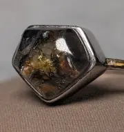 PALLASITE METEORITE RING - Size 8 Adjustable