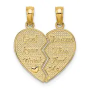 14k Yellow Gold Break-Apart KEEP WATCH BETWEEN Heart Charm