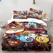 v540 Bed Sheets Cartoon Amazing World Bedding Set,Duvet Cover Comforter Bed Set Quilt Cover Pillowcase,King Queen Twin Size Boys Girls Adults 3-Piece