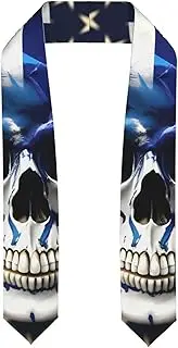[EdWal] Blue Stripe Stars Skull print Graduation Stole and Sash Class for Unisex Adult Honor Stole Honor Stole of 2025