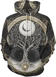 [ENLACHIC] Men's Viking Tattoo 3D Digital Print Hoodies Pullover Sweatshirt