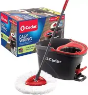 O-Cedar EasyWring Microfiber Spin Mop, Bucket Floor Cleaning Red, Gray