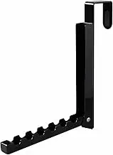VIAV Over The Door Hooks Hanger,Foldable Over Door Drying Laundry Rack Hooks for Hanging Clothes with 6 Groves Over Door Towel Racks for Clothes,Coat, Behind Back Bathroom, Bag and Robe 1 Pack(Black)