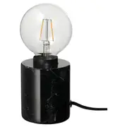 MARKFROST / LUNNOM table lamp with light bulb, marble black/globe clear