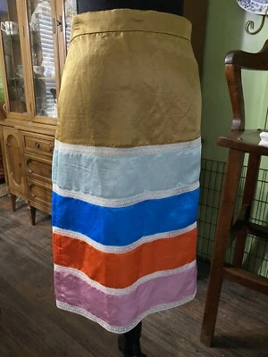 j crew skirt size 14 5 panel multi colored A- Line linen blend