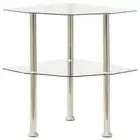 vidaXL 2-Tier Side Table Transparent 38x38x50 cm Tempered Glass 2BB
