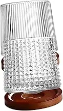 Cabilock 2Sets Cocktail Cups Rotating Whiskey Glasses with Coasters for Parties Weddings Home Use Elegant Multi Function Beverage Glasses