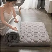 Futon Mattress, Portable Japanese Floor Mattress,Foldable Tatami Mat Roll Up Mattress Upgraded Soft Fluffy Foldable Bed Mattress Camping Mattress (Color : Gray, Size : 90x200cm)