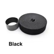5M Roll x 25mm wide Fastening Tape Reusable Hook and loop Straps in Black - New